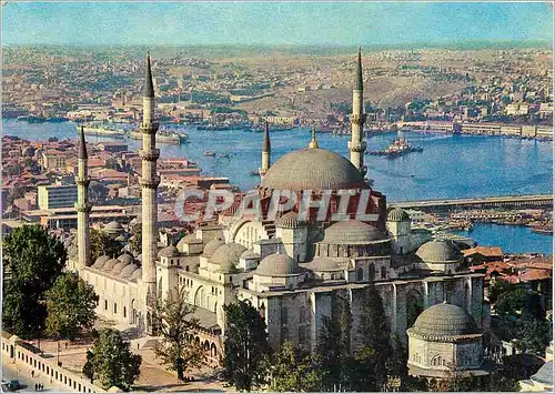 Moderne Karte Istanbul Turkey La Mosquee Suleymaniye et vue de la Corne d'Or