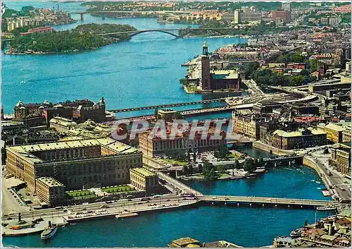Cartes postales moderne Stockholm Utsikt over Stockholm med Slottet och Stadshuset