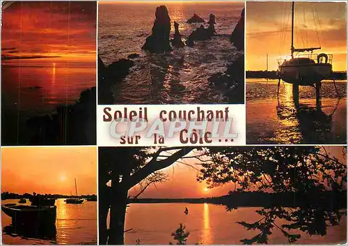 Moderne Karte Soleil couchant sur la Cote