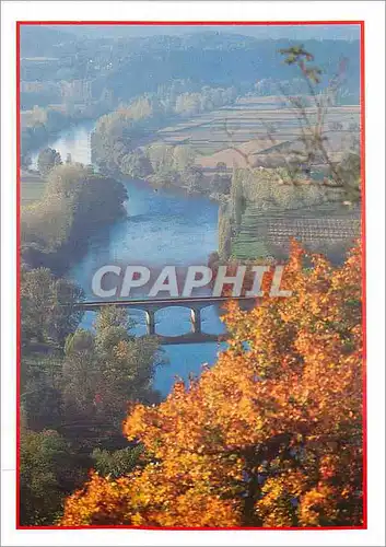 Cartes postales moderne Perigord Panorama sur la Dordogne vue de Domme