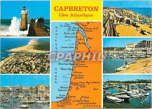 Cartes postales moderne Capbreton Landes Effet de Vagues sur le Phare La Plage Vue generale aerienne