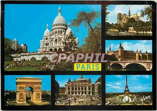 Moderne Karte Paris Le Sacre Coeur Notre Dame La Conciergerie L'Arc de Triomphe