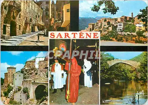 Cartes postales moderne Sartene Corse Vieille Rue Vue generale Entree de la Ville Procession du Catenacciu
