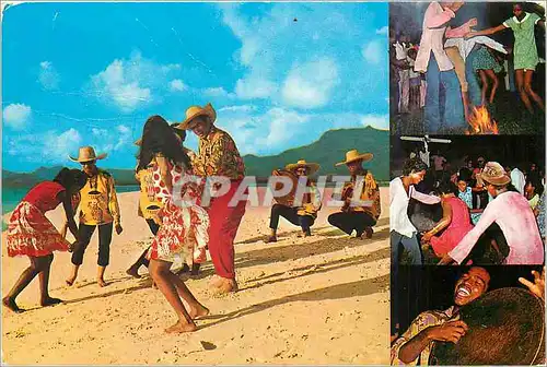 Cartes postales moderne Chauffez ravannes Sonnez triangle Jouez guitares Antilles Maurice