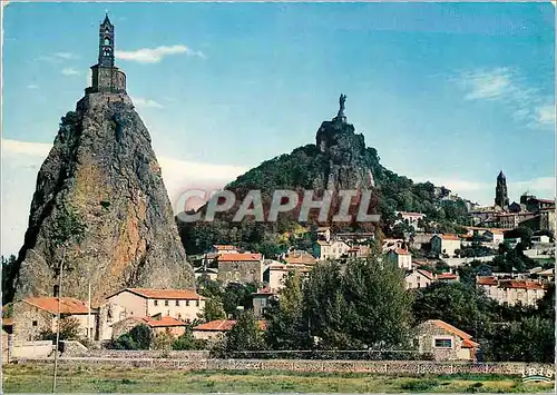 Cartes postales moderne Le Puy en Velay Rochers St Michel d'Aiguilhe Corneille et la Cathedrale