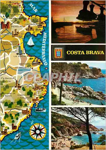 Moderne Karte Costa Brava Atardecer en el Puerto Acantillados