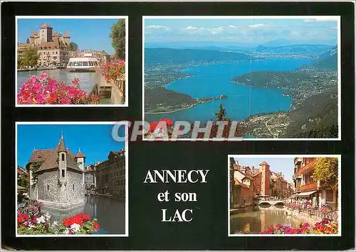 Cartes postales moderne Le port le chateau Bateau Le libellule Palais de l'Isle Lac d'Annecy le plus pur Mont Morens