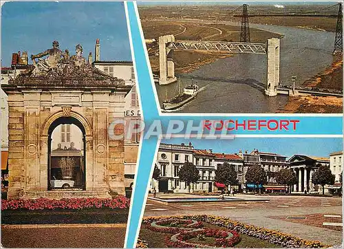 Cartes postales moderne Rochefort sur mer La Place Colbert Le Pont de Martrou et le Pont Transbordeur