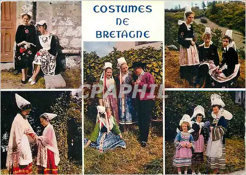 Cartes postales moderne Costumes de Bretagne Groupe en costume de Locronan Auray Plougastel Fouesnant et Kerlouan