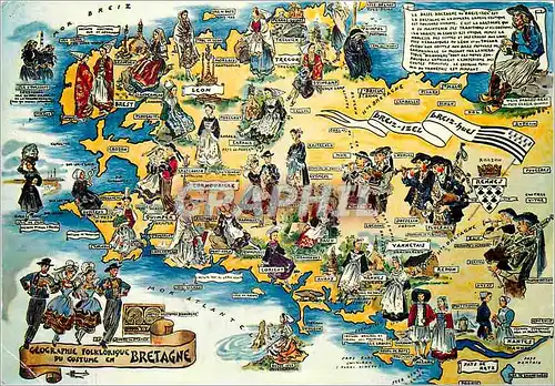 Moderne Karte Les Provinces Francaises La Bretagne Folklorique