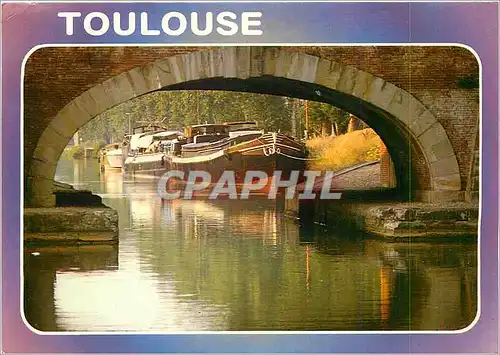 Cartes postales moderne Toulouse Peniches a quai sur le canal