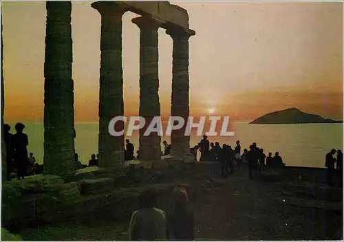 Cartes postales moderne Sounion Coucher du soleil au Temple de Poseidon