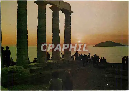 Moderne Karte Sounion Coucher du soleil au Temple de Poseidon