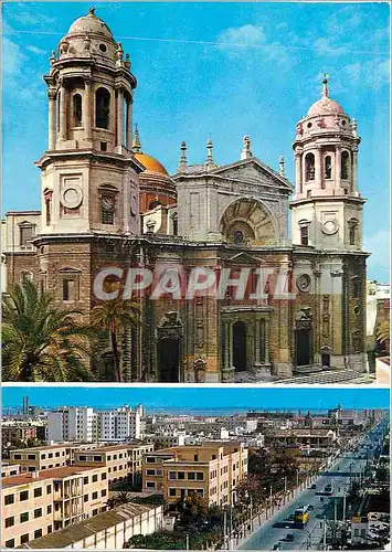 Cartes postales moderne Cadiz Cathedrale et Avenue Lopez Pinto