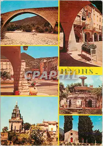 Moderne Karte Nyons Drome Le Vieux Pont Romain Le Rond Point L'Hotel Colombet La Tour Randonne Les Arcades La