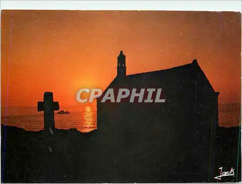 Moderne Karte Couleurs de Bretagne La chapelle St Samson au coucher de soleil