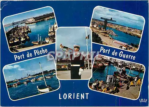 Moderne Karte Lorient Morbihan Port de peche de Keroman et base sous marine L'arsenal
