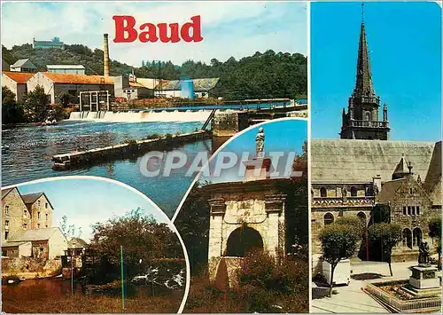 Cartes postales moderne Baud Morbihan Vue superieure le barrage de Pont Augan Vue inferieure gauche le Moulin de Quinipi