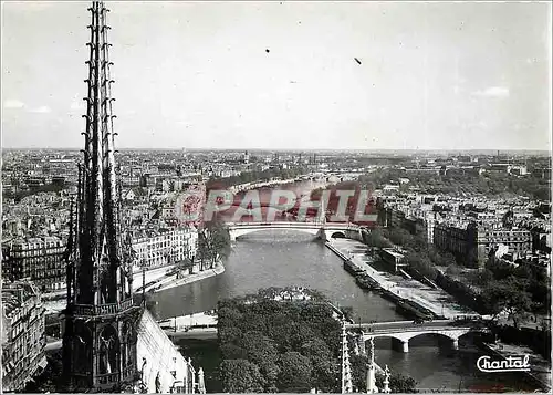 Moderne Karte Paris La Fleche de Notre Dame La Seine