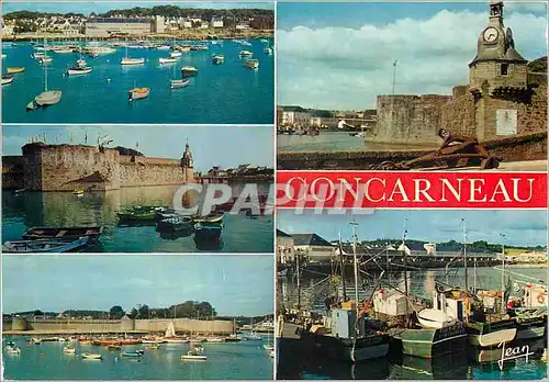 Cartes postales moderne Concarneau Le port de plaisance Une partie du port et le beffroi Le port de plaisance