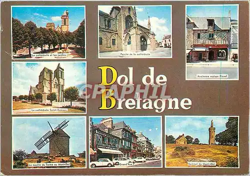 Cartes postales moderne Dol de Bretagne La cathedrale et les jardins Porche Ancienne maison Picrel