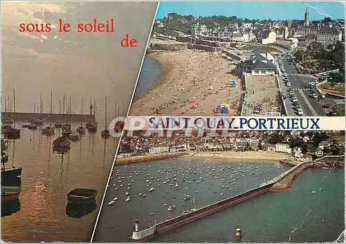 Moderne Karte Saint Quay Portrieux Cotes du Nord Coucher de soleil sur le port La plage