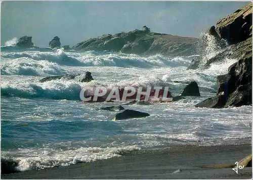 Moderne Karte Presqu'ile de Quiberon Morbihan Tempete sur la Cote Sauvage