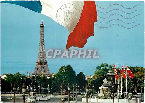 Cartes postales moderne Paris Pavoise Concorde et Tour Eiffel