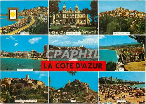 Cartes postales moderne La Cote d'Azur Menton Monte Carlo Cagnes Saint Raphael Eze