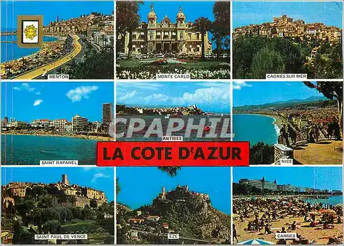 Cartes postales moderne La Cote d'Azur Menton Monte Carlo Cagnes Saint Raphael Eze