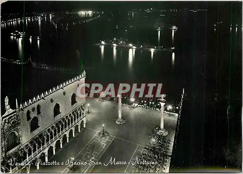 Moderne Karte Venezia Piazzetta e Bacino San Marco Notturno