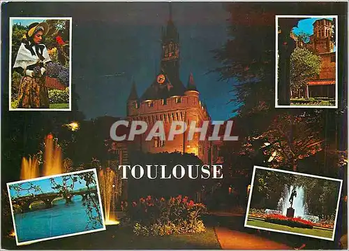 Moderne Karte Toulouse Haute Garonne Ville d'Art Cite des Violettes Le Capitole Le Pont Neuf