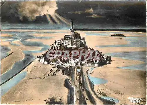 Moderne Karte Mont Saint Michel Manche Vue Aerienne