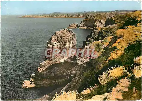 Cartes postales moderne Cap Frehel La Fauconniere Les Falaises dans le fond Fort Lalatte