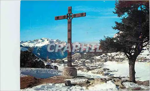 Moderne Karte Aussois Vue generale Au fond la Chaine des Sarrazins