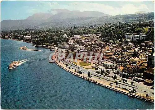 Moderne Karte Evian les Bains Vue aerienne Le Lac Leman Au Fond