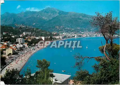 Moderne Karte La Cote d'Azur Roquebrune Cap Martin La plage et vue sur Menton