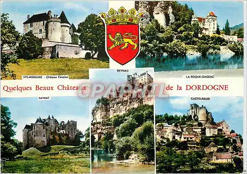 Moderne Karte Quelques Beaux Chateaux de la Dordogne Ste Mondane LA Roque Gageac Fayrac Castelnaud Lion