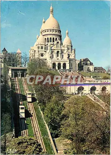 Cartes postales moderne Paris La Basilique du Sacre Coeur et le funiculaire