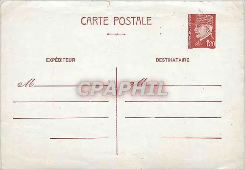 Entier Postal Petain 1f20