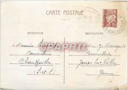 Entier Postal Petain 1f20 pour Joux la Ville