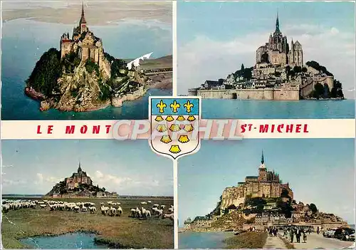 Cartes postales moderne Le Mont Saint Michel Vue aerienne Les Remparts et la Merveille Les Pres Sales La Digue