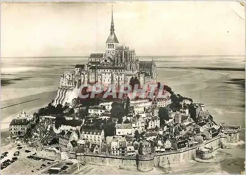 Moderne Karte Le Mont Saint Michel Manche Vue d'avion Cote Sud Est