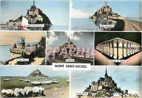 Cartes postales moderne Mont Saint Michel Ensemble a Maree haute Vue d'ensemble La Tour Gabriel L'Arrivee