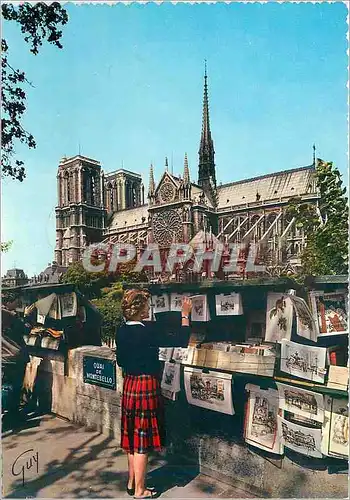 Moderne Karte Paris Quai rive gauche et cathedrale Notre Dame