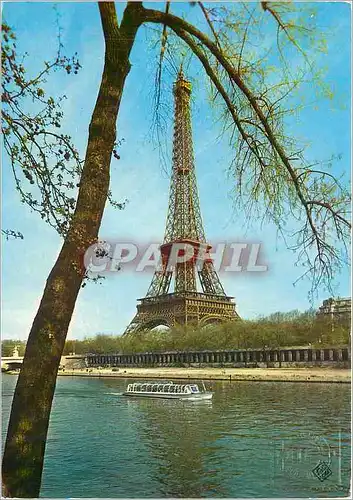 Moderne Karte Paris Merveille du Monde La Tour Eiffel Vedette sur la Seine