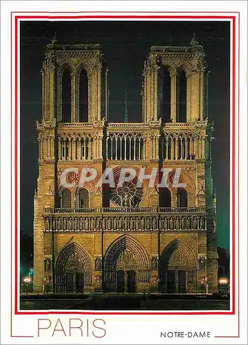 Moderne Karte Paris Notre Dame Facade illuminee de la Cathedrale Notre Dame
