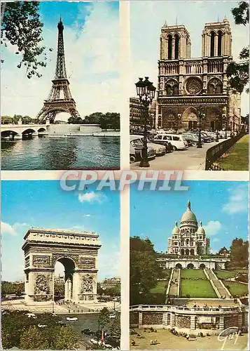 Moderne Karte Paris La Tour Eiffel Facade de la cathedrale Notre Dame
