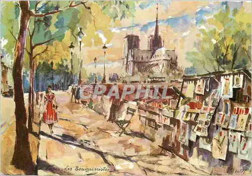 Cartes postales moderne Paris au Pinceau Les Bouquinistes Notre Dame