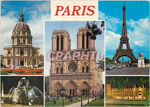 Cartes postales moderne Paris Dome des Invalides Place de la Concorde Notre Dame Tour Eiffel Conciergerie